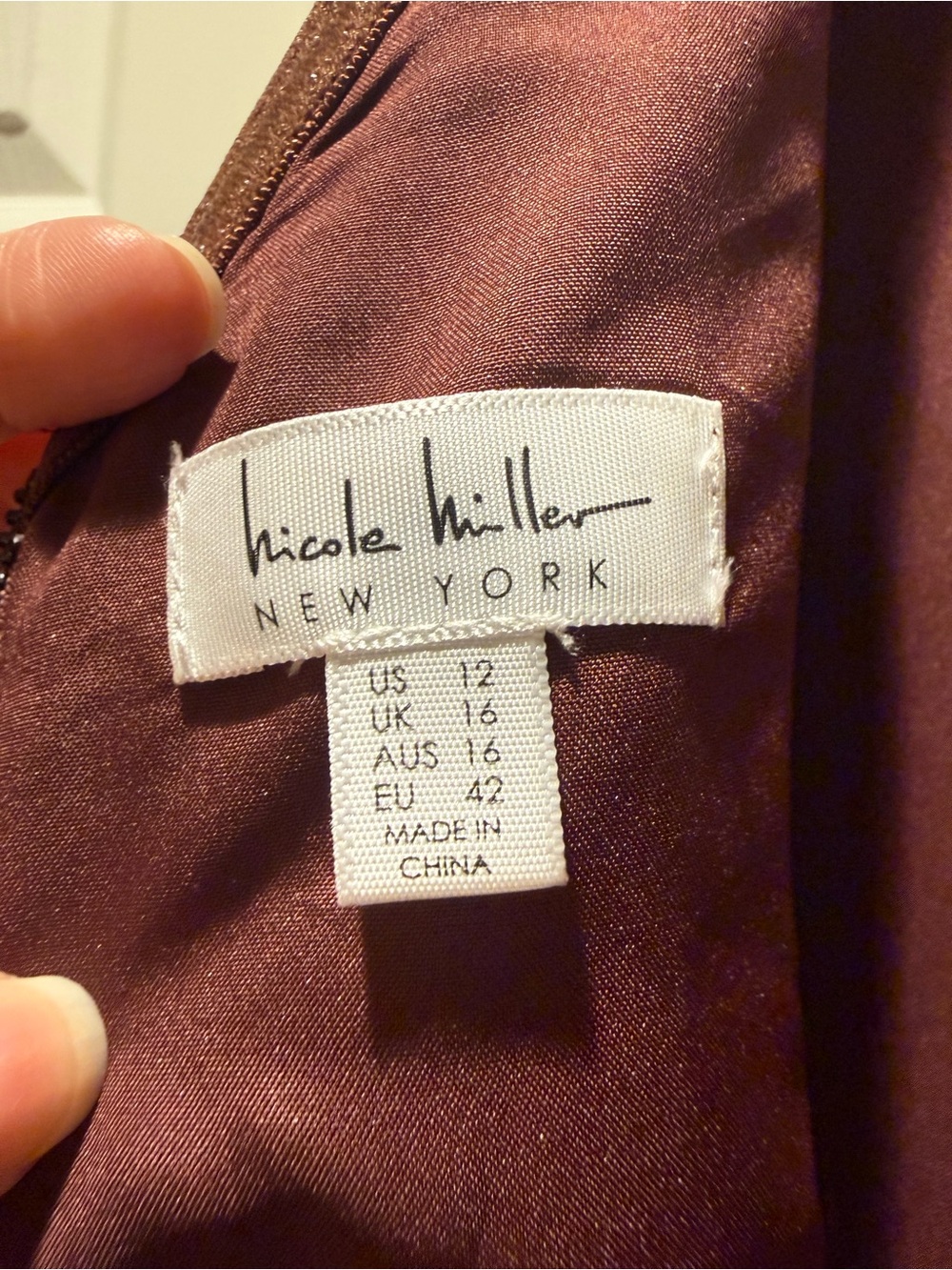 Nicole Miller Burgundy Maxi Dress with Pink Floral Print - Picture 8 of 11